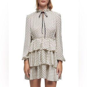 NWT Maje, Rinala Bow Print Satin Dress, size 2